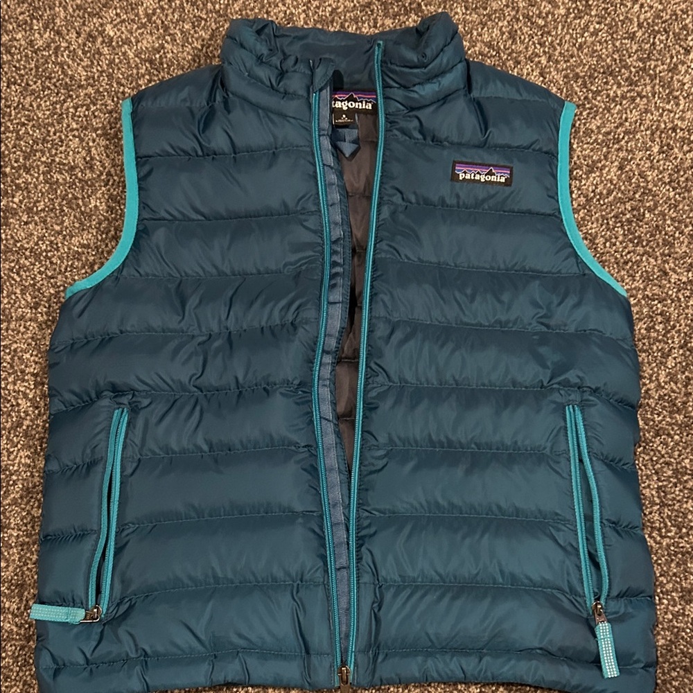 Patagonia Kids Puffer Vest - Teal and Aqua
